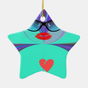 Ornement Étoile En Céramique Heart Selfie