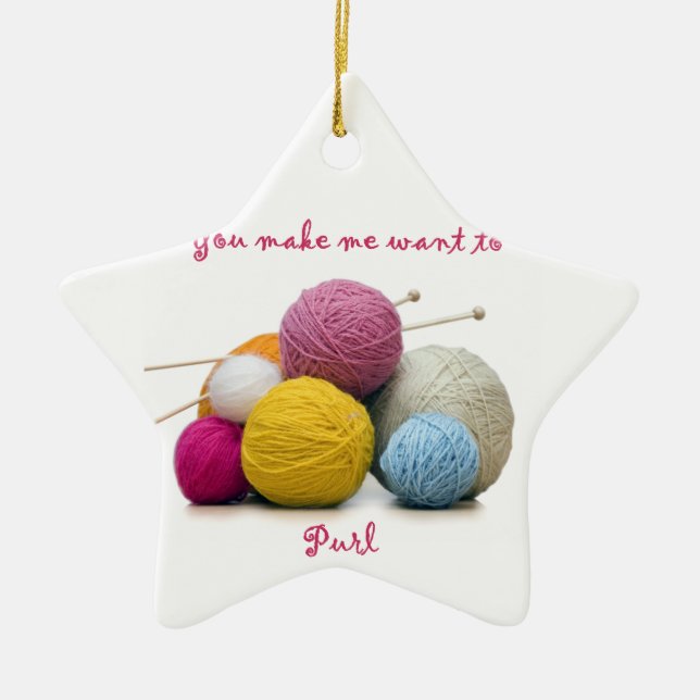 Ornement Étoile En Céramique humour de tricotage (Devant)