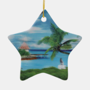 Ornement Étoile En Céramique Impression d'art de scène de plage tropicale