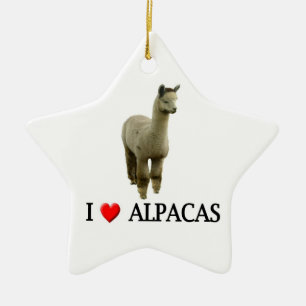 Ornement Étoile En Céramique J'aime les alpacas