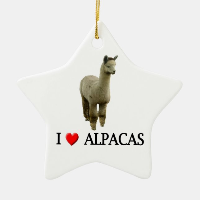 Ornement Étoile En Céramique J'aime les alpacas (Devant)