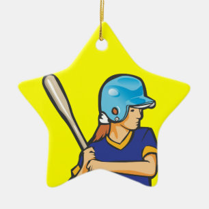 Ornement Étoile En Céramique joueuse de softball de baseball fille graphique