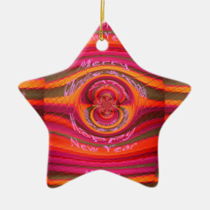 Ornement Étoile En Céramique Joyeuses couleurs Joyeux Noël Bonne année design