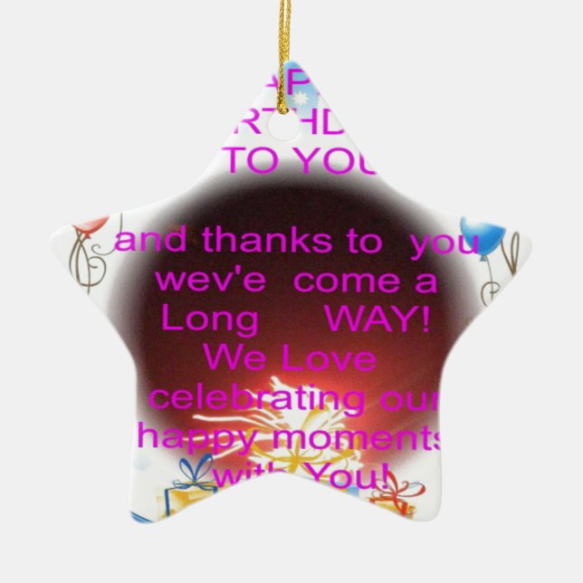 Ornement Étoile En Céramique Joyeux anniversaire pour vous (Devant)