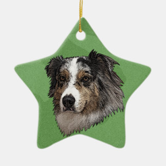 Ornement Étoile En Céramique Joyeux berger d'Australien de Noël