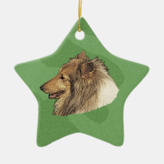 Ornement Étoile En Céramique Joyeux Noël Collie
