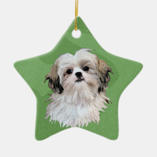 Ornement Étoile En Céramique Joyeux Noël Shih Tzu