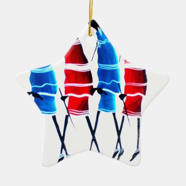 Ornement Étoile En Céramique Joyeux peuple Massaï Guerriers Marcher Art Imprime (Devant)