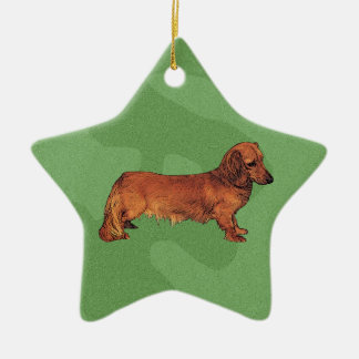 Ornement Étoile En Céramique Joyeux teckel de Noël