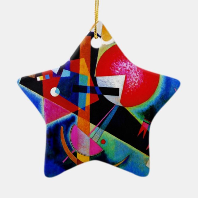 Ornement Étoile En Céramique Kandinsky en peinture Abstraite bleue (Devant)