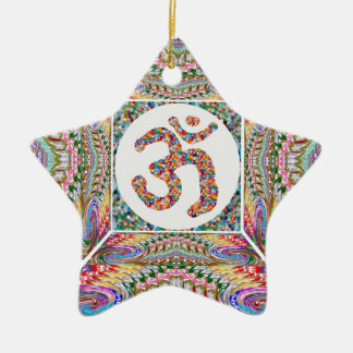 Ornement Étoile En Céramique La pièce de YOGA et l'incantation d'OM à n arrière