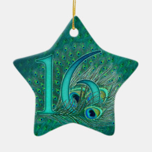 Ornement Étoile En Céramique l'anniversaire du bonbon 16 a décoré le nombre