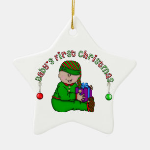 Ornement Étoile En Céramique Latino Elf Baby 1er Ornament de Noël