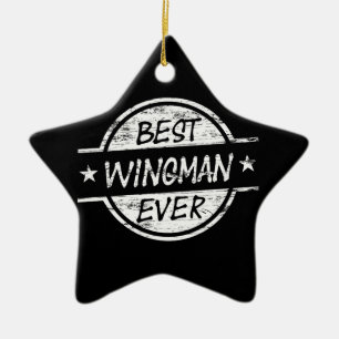 Ornement Étoile En Céramique Le meilleur Wingman toujours blanc