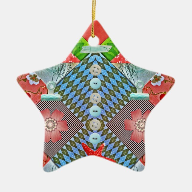Ornement Étoile En Céramique Le papier de plaisir d'album boutonne des cadeaux (Devant)