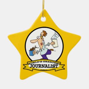 ORNEMENT ÉTOILE EN CÉRAMIQUE LE PLUS GRAND JOURNALISTE DU MONDE II CARTOON HOMM