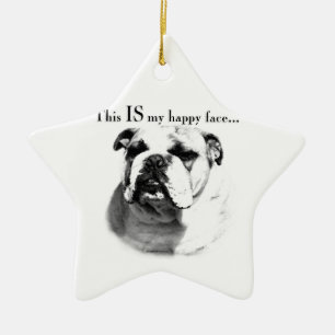 Ornement Étoile En Céramique Le visage joyeux de Bulldog