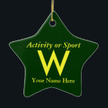 Ornement Étoile En Céramique Lettre de Varsité du collège ou du secondaire Keep<br><div class="desc">Cliquez sur "personnaliser" pour personnaliser ce cadeau avec votre arrière - plan et vos jeux de couleurs.</div>