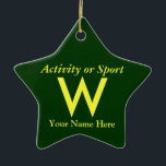 Ornement Étoile En Céramique Lettre de Varsité du collège ou du secondaire Keep<br><div class="desc">Cliquez sur "personnaliser" pour personnaliser ce cadeau avec votre arrière - plan et vos jeux de couleurs.</div>