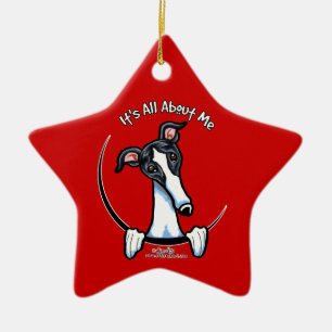 Ornement Étoile En Céramique Lévrier noir blanc IAAM