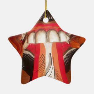 Ornement Étoile En Céramique Masque d'Halloween pour langue bizarre