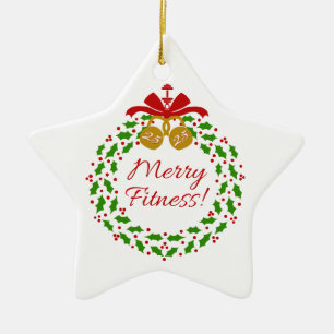 Ornement Étoile En Céramique Merry Fitness Wreath Personnalisé Star Ornament