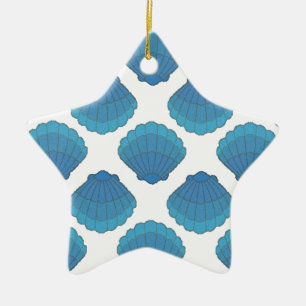 Ornement Étoile En Céramique Motif de mosaïque Blue Seashell