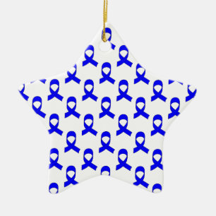Ornement Étoile En Céramique Motif de ruban bleu