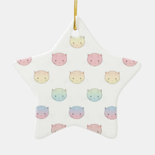 Ornement Étoile En Céramique Motif de visages de chatons pastel mignons