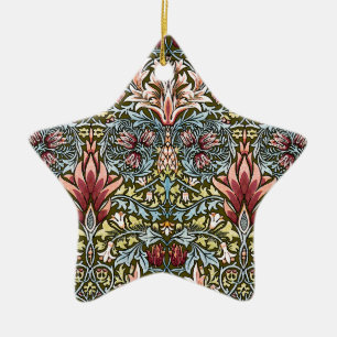 Ornement Étoile En Céramique Motif floral à tête de serpent de William Morris