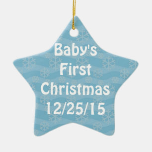 Ornement Étoile En Céramique Motif Snowflake sur Blue