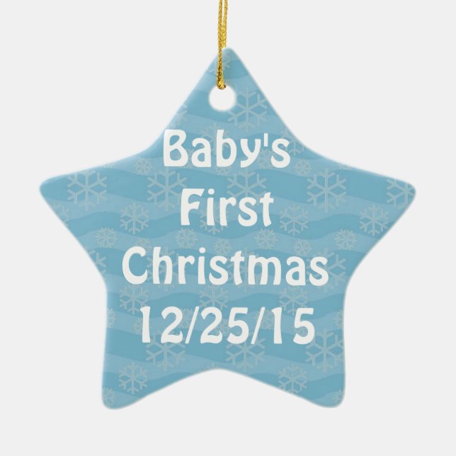 Ornement Étoile En Céramique Motif Snowflake sur Blue (Devant)