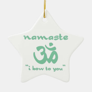 Ornement Étoile En Céramique Namaste - Je vous salue (en vert)