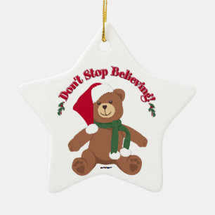 Ornement Étoile En Céramique N'arrête pas de croire ! Ours de Noël