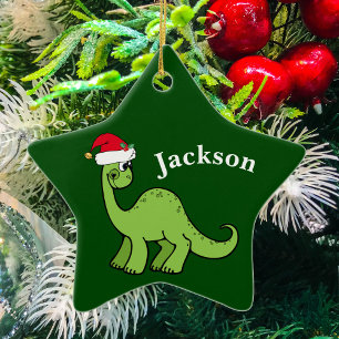 Ornement Étoile En Céramique Noël vert badine le dinosaure
