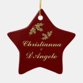 Ornement Étoile En Céramique "Notre premiers Noël/mari et épouse "