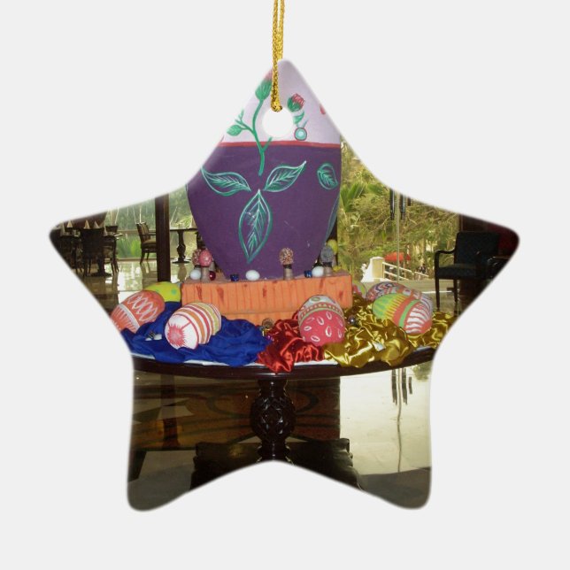 Ornement Étoile En Céramique OEufs de Pâques décorés (Devant)