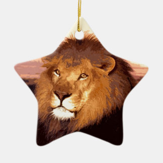 Ornement Étoile En Céramique OEuvre de Lion