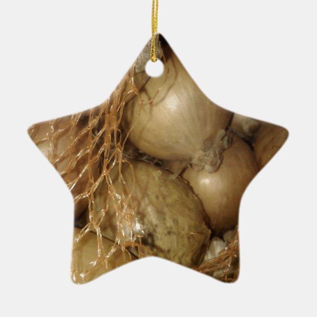 Ornement Étoile En Céramique Onions In Net, Food Vegetables, Spicy Cooking (Devant)