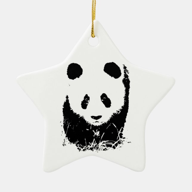Ornement Étoile En Céramique Panda (Devant)