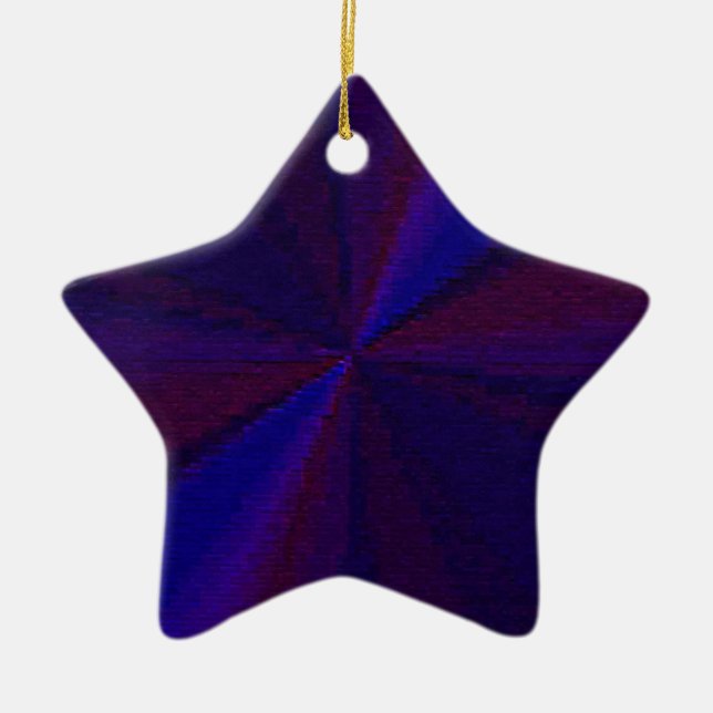 Ornement Étoile En Céramique Patchwork circulaire de dégradé bleu à pourpre (Devant)