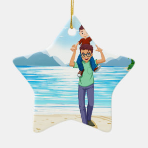 Ornement Étoile En Céramique Père et fils