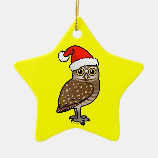 Ornement Étoile En Céramique Père Noël creusant le hibou (Devant)