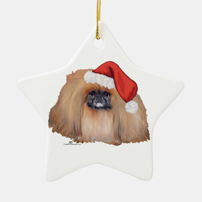 Ornement Étoile En Céramique Père Noël Pekingese (Devant)