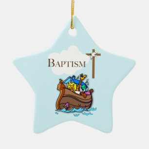Ornement Étoile En Céramique Personnalisable, Baby Boy Baptism Arche de Noah