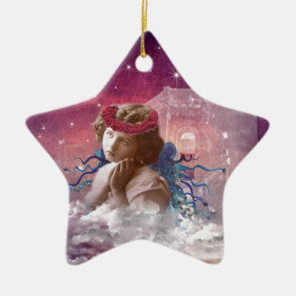 Ornement Étoile En Céramique Petit ange de prière