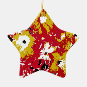 ORNEMENT ÉTOILE EN CÉRAMIQUE PETUNIAS