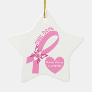 Ornement Étoile En Céramique Pink Ribbon Pink Hope Sensibilisation au cancer du