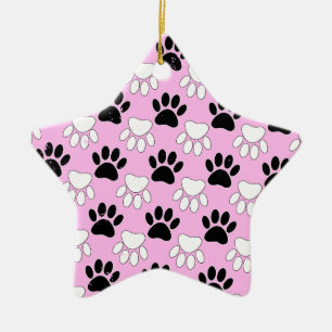 Ornement Étoile En Céramique Poches Noires Et Blanches Perdues Sur Arrière - pl