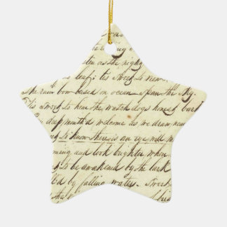 Ornement Étoile En Céramique Poésie cursive de manuscrit de calligraphie